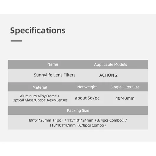 50CAL DJI Action 2 Filterset ND/PL 4-8-16-32 (4 St)