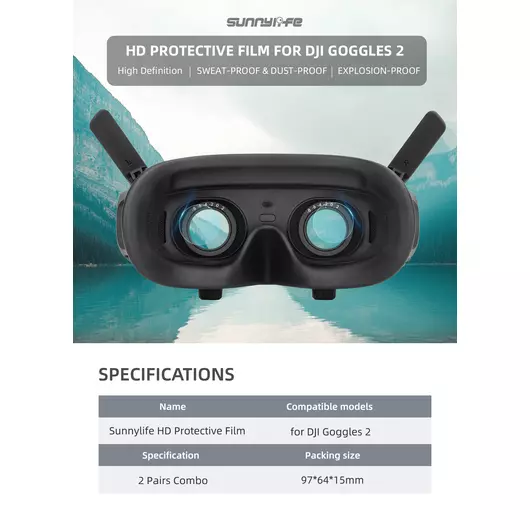 50CAL Objektivschutz aus gehärtetem Glas für DJI Goggles 2 (2 Paar)