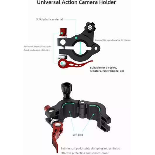 50CAL Aluminium Fahrradlenker Klemmhalter Halterung für DJI RC Fernbedienung