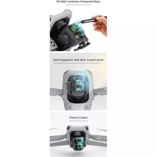 50CAL gehärtete Glasfolie für DJI Air 3 Drohnen-Kameraobjektiv (2 Sets)