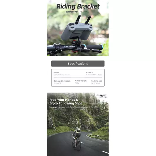 50CAL Fahrradhalterung für DJI RC 2 – Halterung für Actionkamera und Fernbedienung für DJI Air 3 und DJI Mini 4 Pro