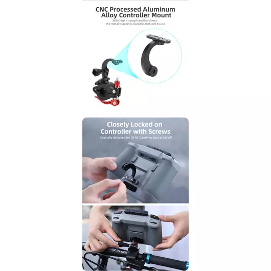 50CAL Fahrradhalterung für DJI RC 2 – Halterung für Actionkamera und Fernbedienung für DJI Air 3 und DJI Mini 4 Pro