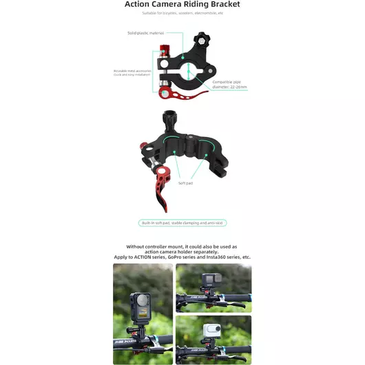 50CAL Fahrradhalterung für DJI RC 2 – Halterung für Actionkamera und Fernbedienung für DJI Air 3 und DJI Mini 4 Pro