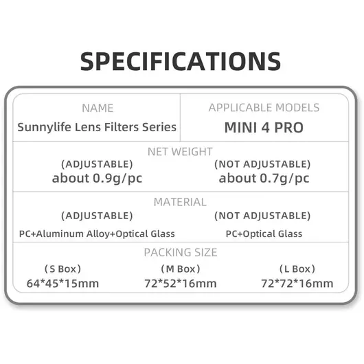 50CAL Drohnenkamera-ND-Filterset für DJI Mini 4 Pro – ND8/ND16/ND32/ND64