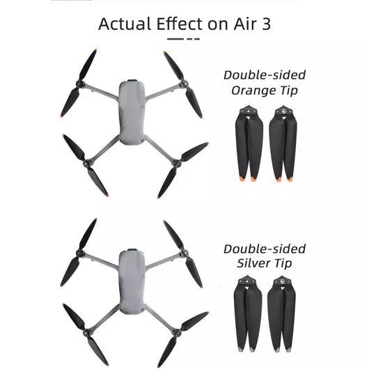 50CAL Geräuscharme Drohnenpropeller mit silberner Spitze für DJI Air 3 (1 Paar / 2 Propeller)